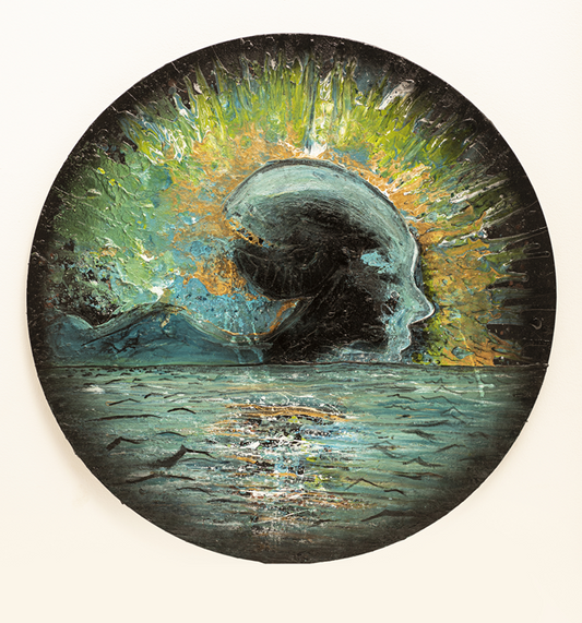 acrylic pouring on round canvas