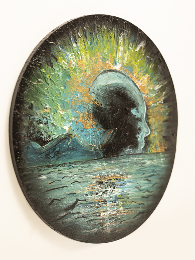 acrylic pouring on round canvas